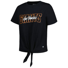 San Francisco Giants The Wild Collective Women's Twist Front T-Shirt - Black - MLB Lifestyle