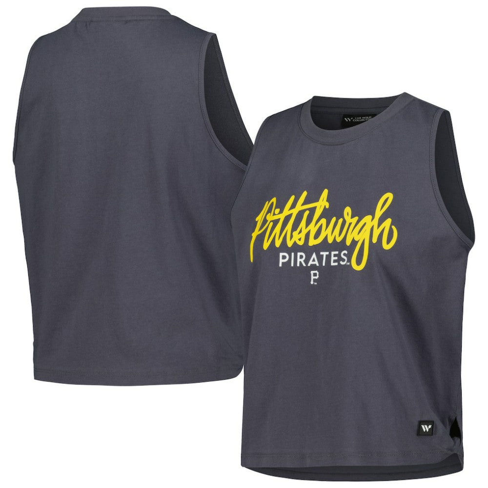 Pittsburgh Pirates The Wild Collective Women's Side Knot Tank Top - Charcoal - MLB Online