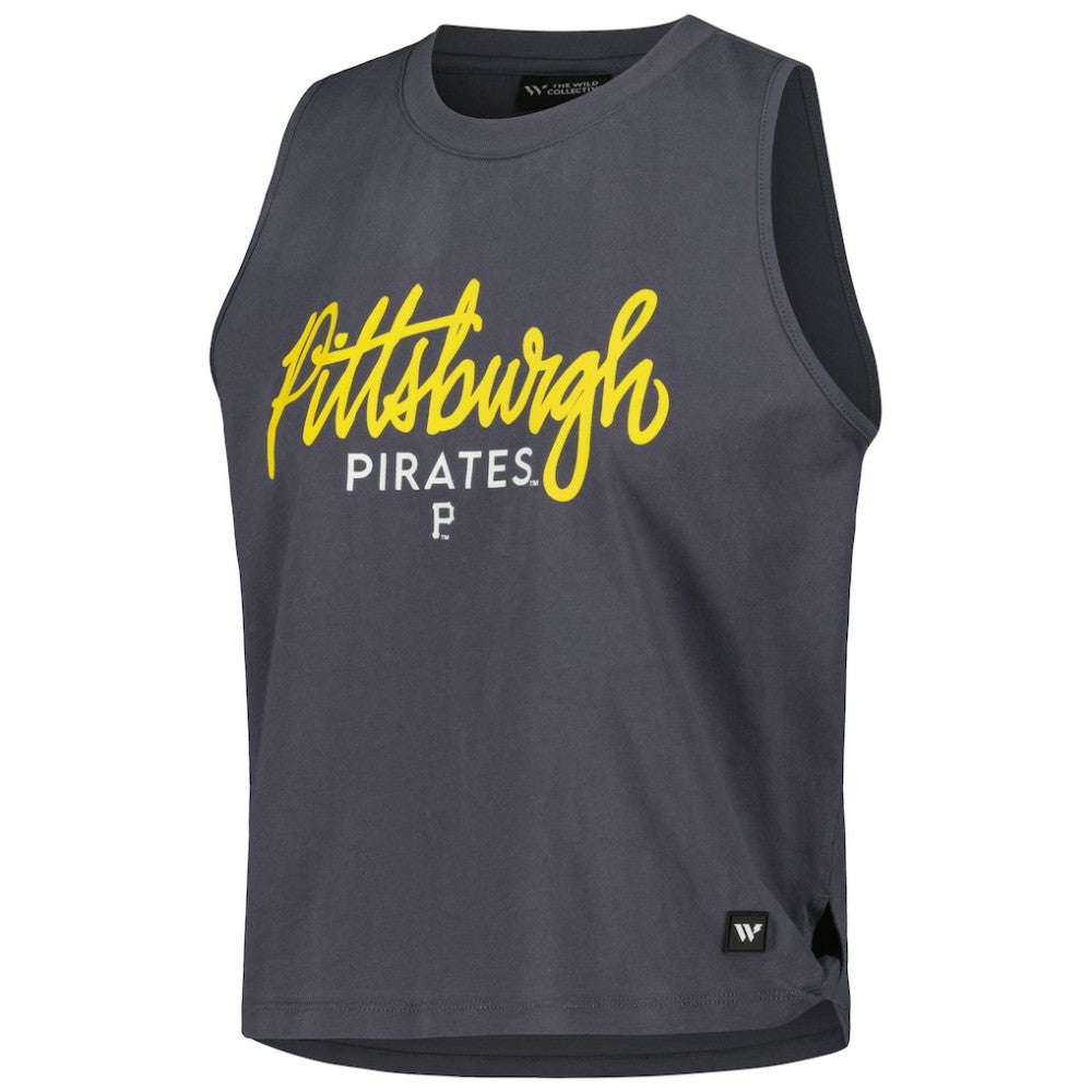 Pittsburgh Pirates The Wild Collective Women's Side Knot Tank Top - Charcoal - MLB Online