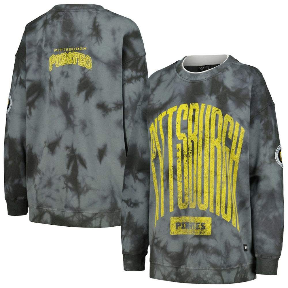 Pittsburgh Pirates The Wild Collective Women's Overdyed Pullover Sweatshirt - Charcoal - MLB Online