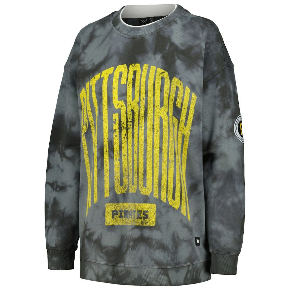 Pittsburgh Pirates The Wild Collective Women's Overdyed Pullover Sweatshirt - Charcoal - MLB Online
