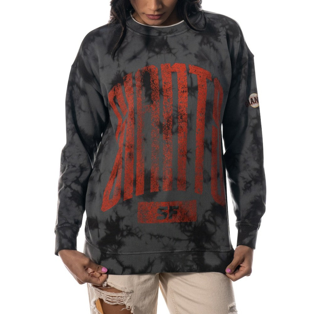 San Francisco Giants The Wild Collective Women's Overdyed Pullover Sweatshirt - Charcoal - MLB Sale