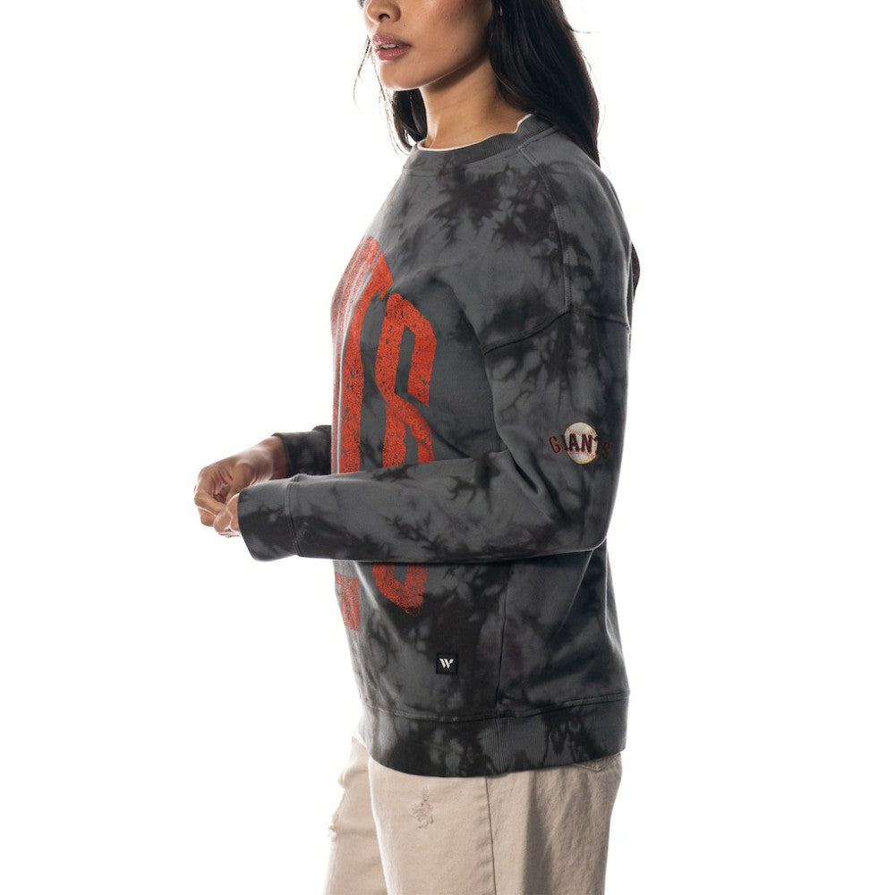 San Francisco Giants The Wild Collective Women's Overdyed Pullover Sweatshirt - Charcoal - MLB Sale