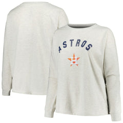 Houston Astros Profile Women's Plus Size French Terry Pullover Sweatshirt - Oatmeal - MLB Sale