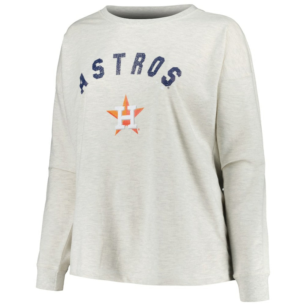 Houston Astros Profile Women's Plus Size French Terry Pullover Sweatshirt - Oatmeal - MLB Sale