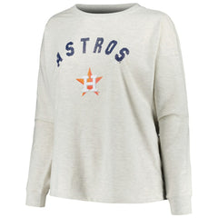 Houston Astros Profile Women's Plus Size French Terry Pullover Sweatshirt - Oatmeal - MLB Sale