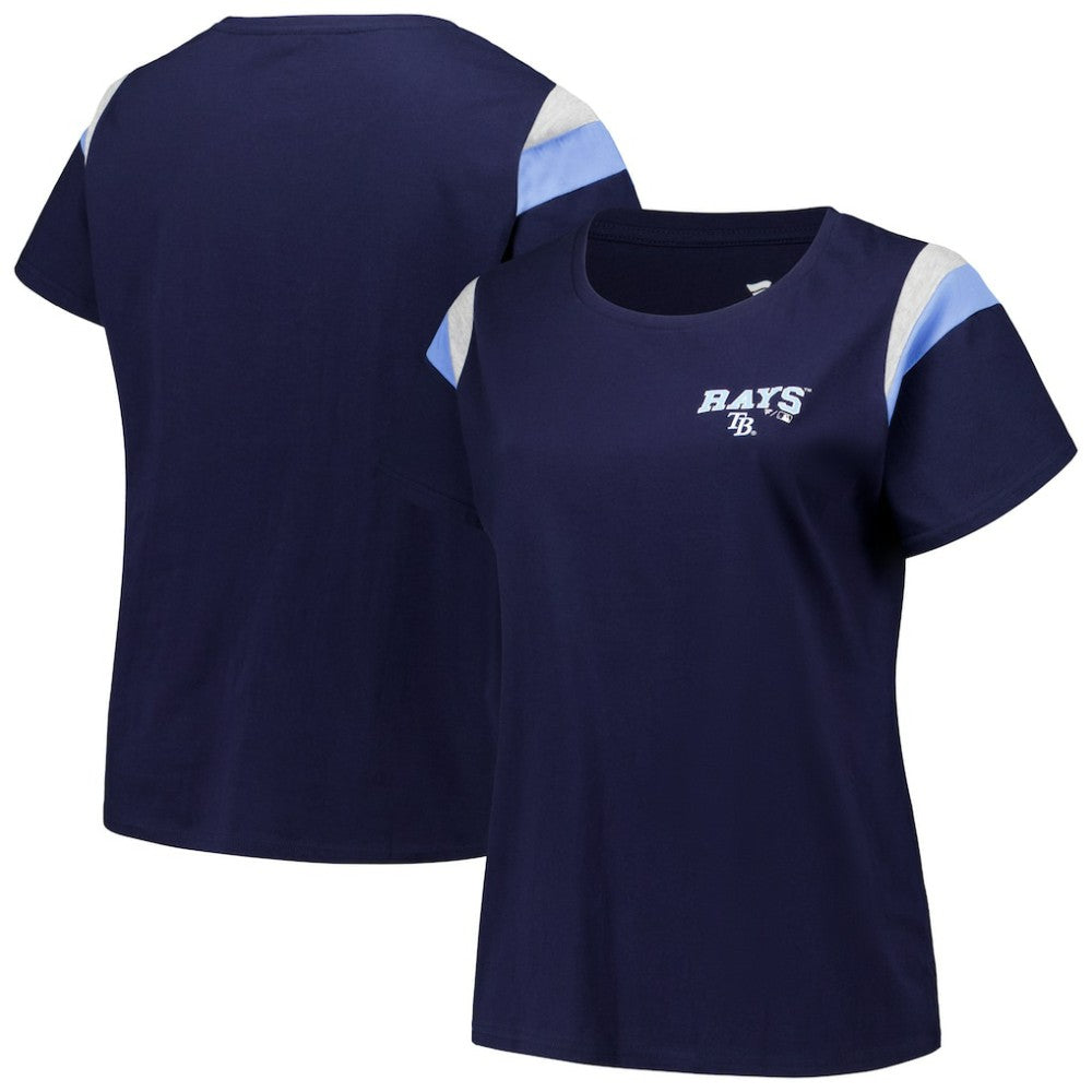 Tampa Bay Rays Profile Women's Plus Size Scoop Neck T-Shirt - Navy - MLB on Sale