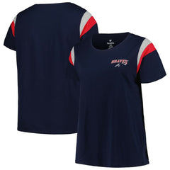 Atlanta Braves Profile Women's Plus Size Scoop Neck T-Shirt - Navy - MLB on Sale