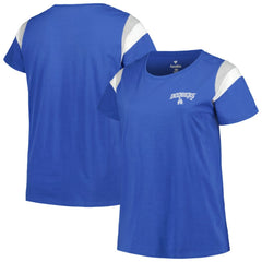 Los Angeles Dodgers Profile Women's Plus Size Scoop Neck T-Shirt - Royal - MLB Lifestyle