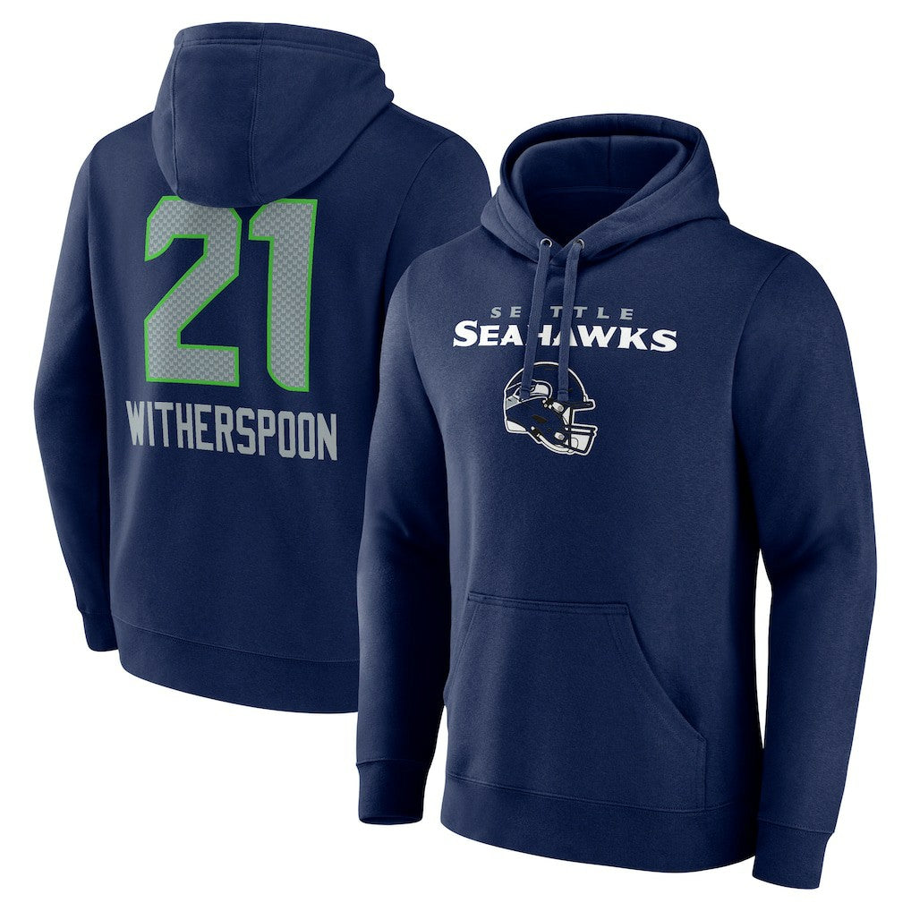 Devon Witherspoon Seattle Seahawks Team Wordmark Player Name & Number Pullover Hoodie College Navy