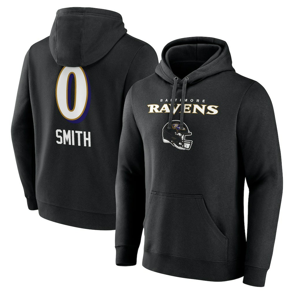 Roquan Smith Baltimore Ravens Team Wordmark Player Name & Number Pullover Hoodie Black