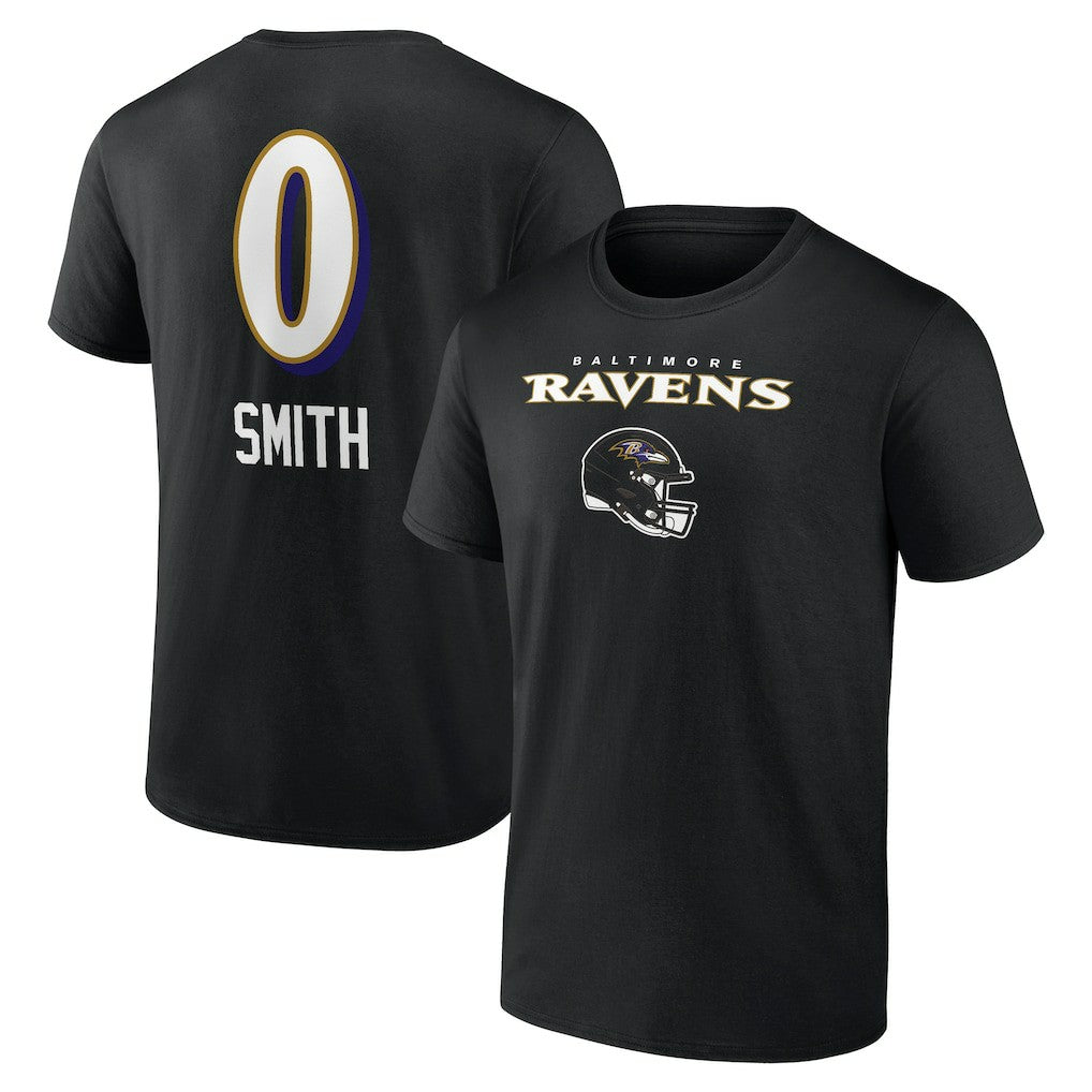 Roquan Smith Baltimore Ravens Team Wordmark Player Name & Number T-Shirt Black