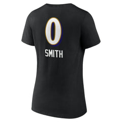 Roquan Smith Baltimore Ravens Women's Team Wordmark Player Name & Number V-Neck T-Shirt Black