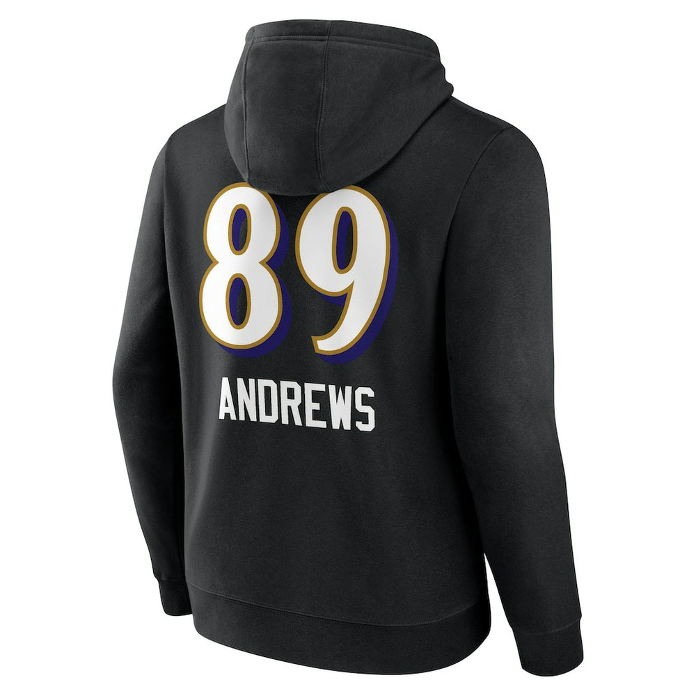 Mark Andrews Baltimore Ravens Team Wordmark Player Name & Number Pullover Hoodie Black