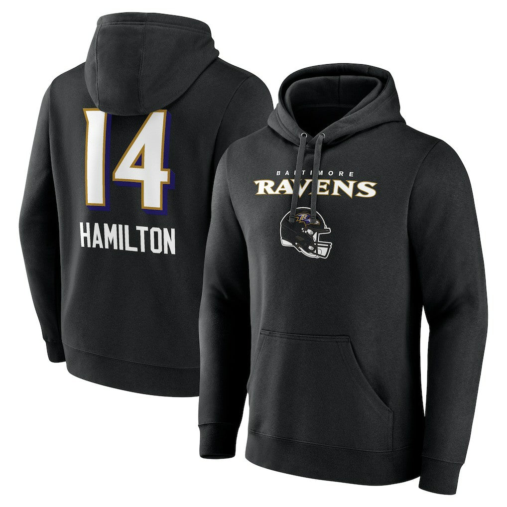 Kyle Hamilton Baltimore Ravens Team Wordmark Player Name & Number Pullover Hoodie Black