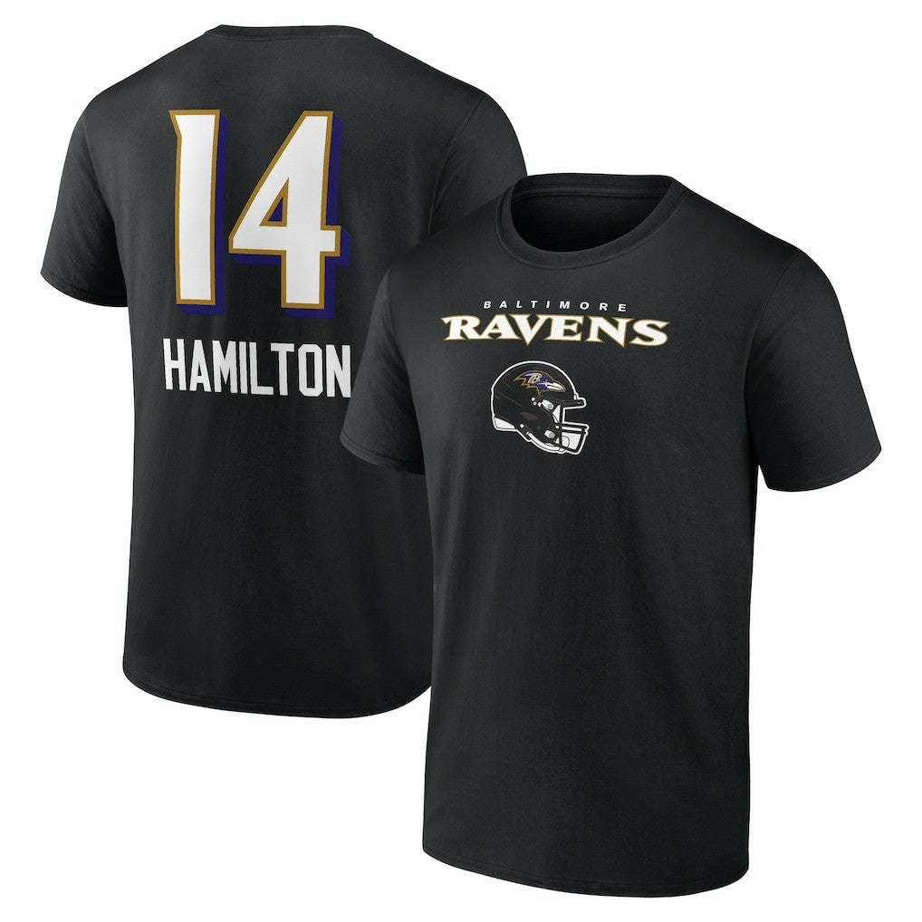Kyle Hamilton Baltimore Ravens Team Wordmark Player Name & Number T-Shirt Black