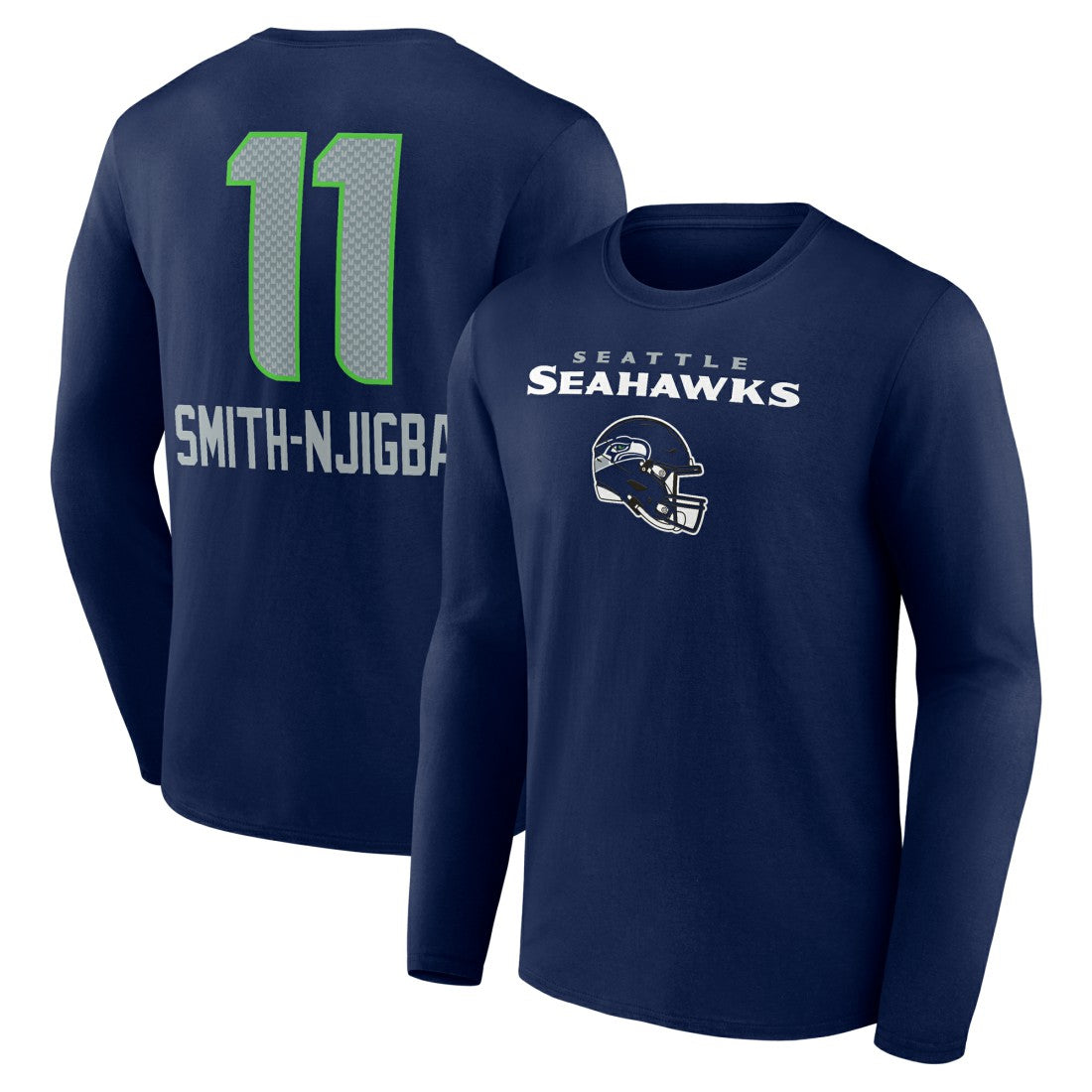 Jaxon Smith-Njigba Seattle Seahawks Team Wordmark Player Name & Number Long Sleeve T-Shirt College Navy