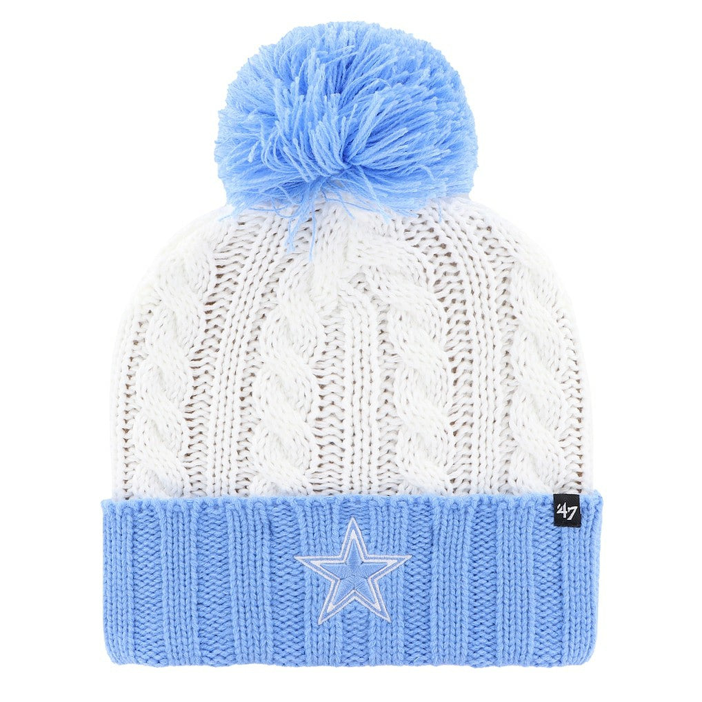 47 brand Dallas Cowboys '47 Women's Luminance Cuffed Knit Hat with Pom White/Light Blue