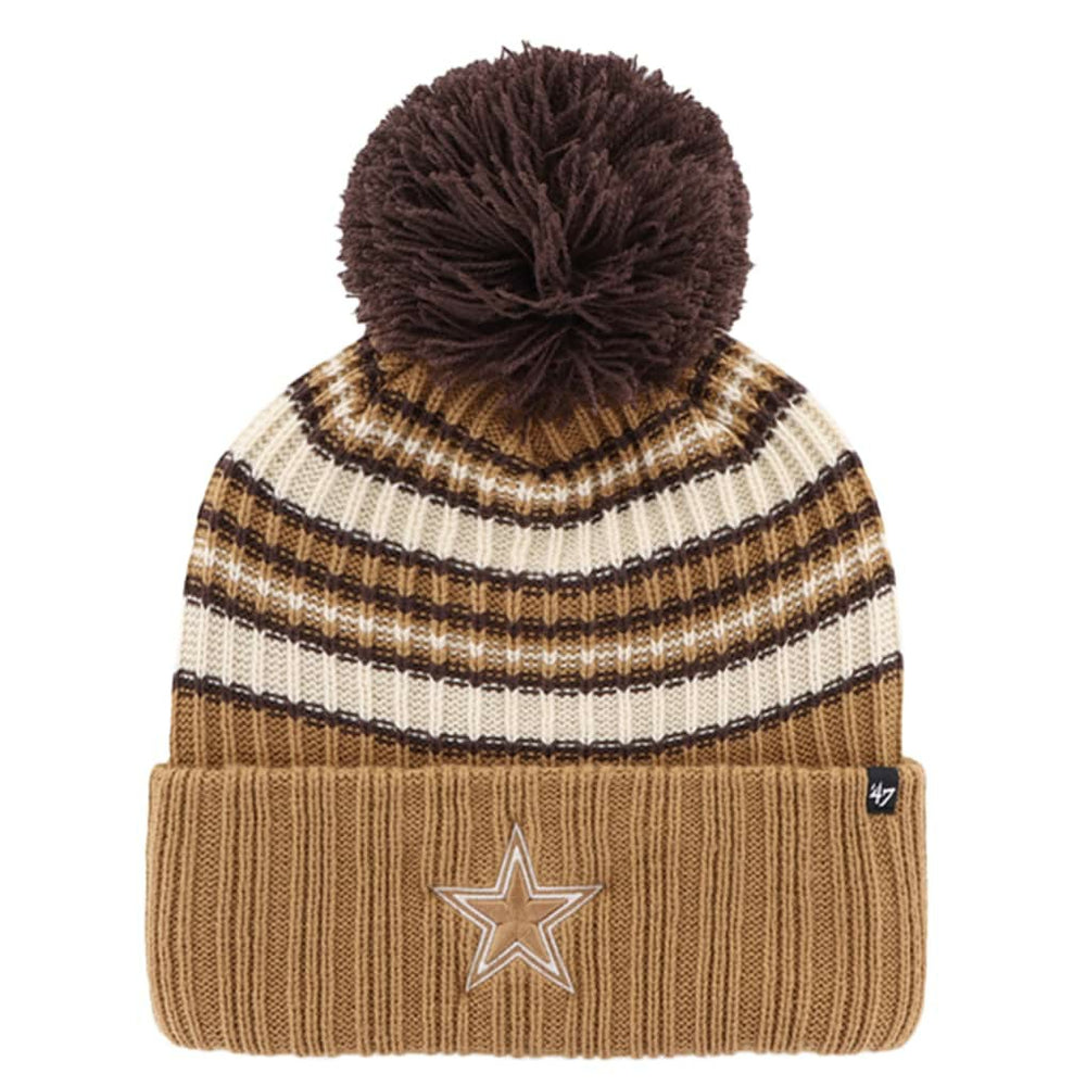 47 brand Dallas Cowboys '47 Women's Espresso Cuffed Knit Hat with Pom Brown