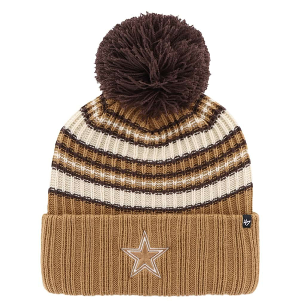 47 brand Dallas Cowboys '47 Women's Espresso Cuffed Knit Hat with Pom Brown