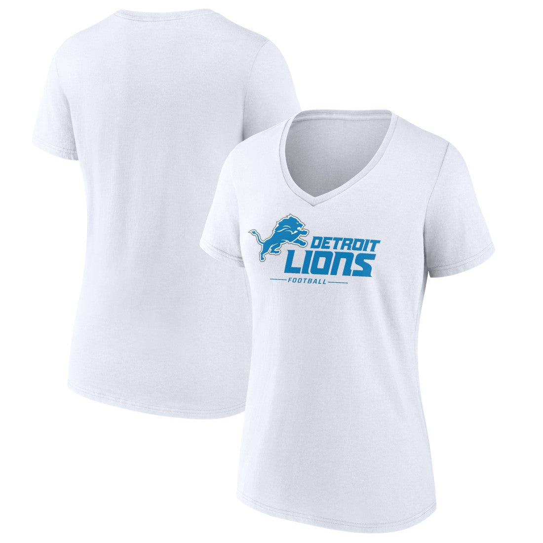 Detroit Lions Women's Lock Up V-Neck T-Shirt White
