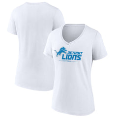 Detroit Lions Women's Lock Up V-Neck T-Shirt White