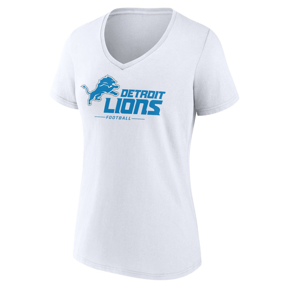 Detroit Lions Women's Lock Up V-Neck T-Shirt White
