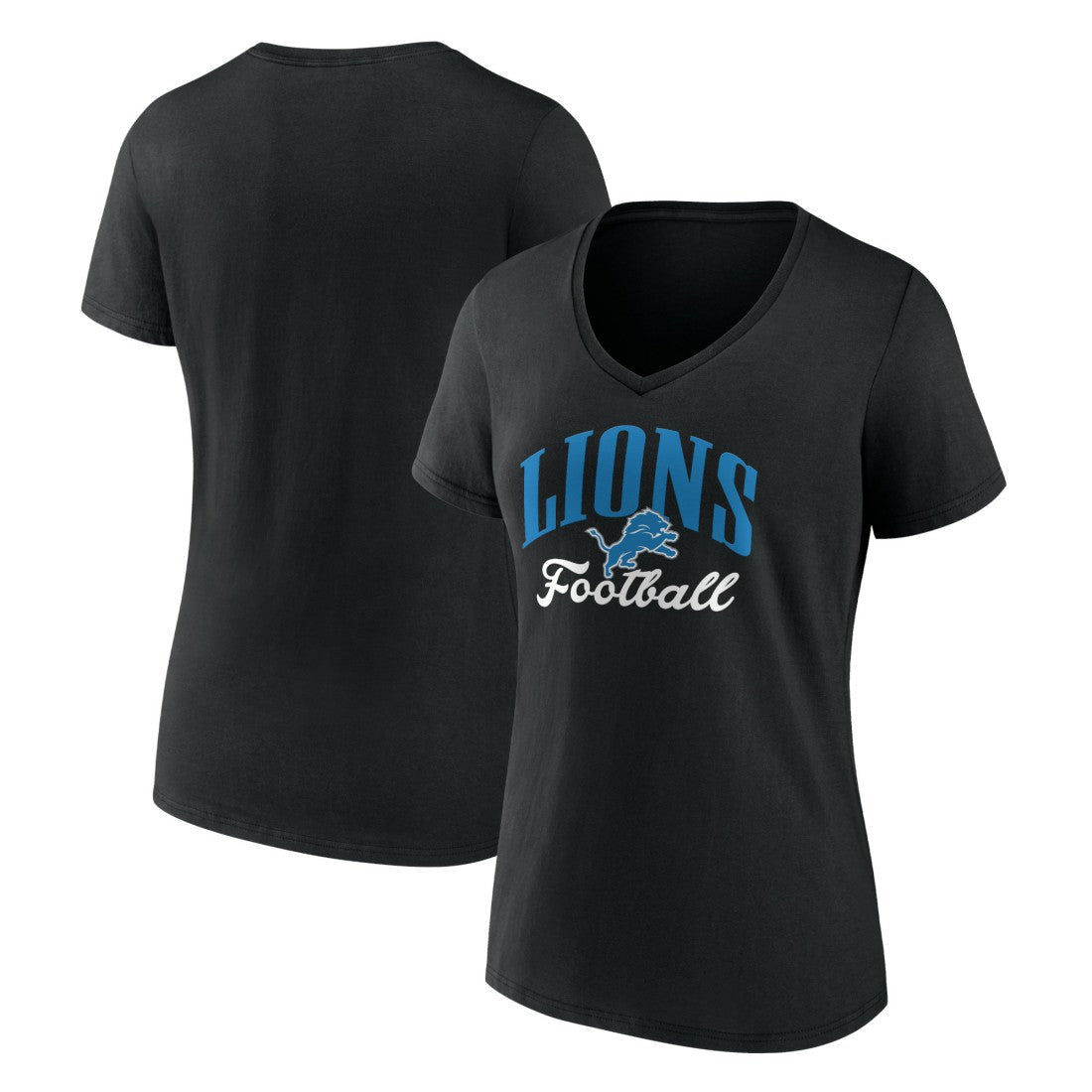 Detroit Lions Women's Victory Script V-Neck T-Shirt Black