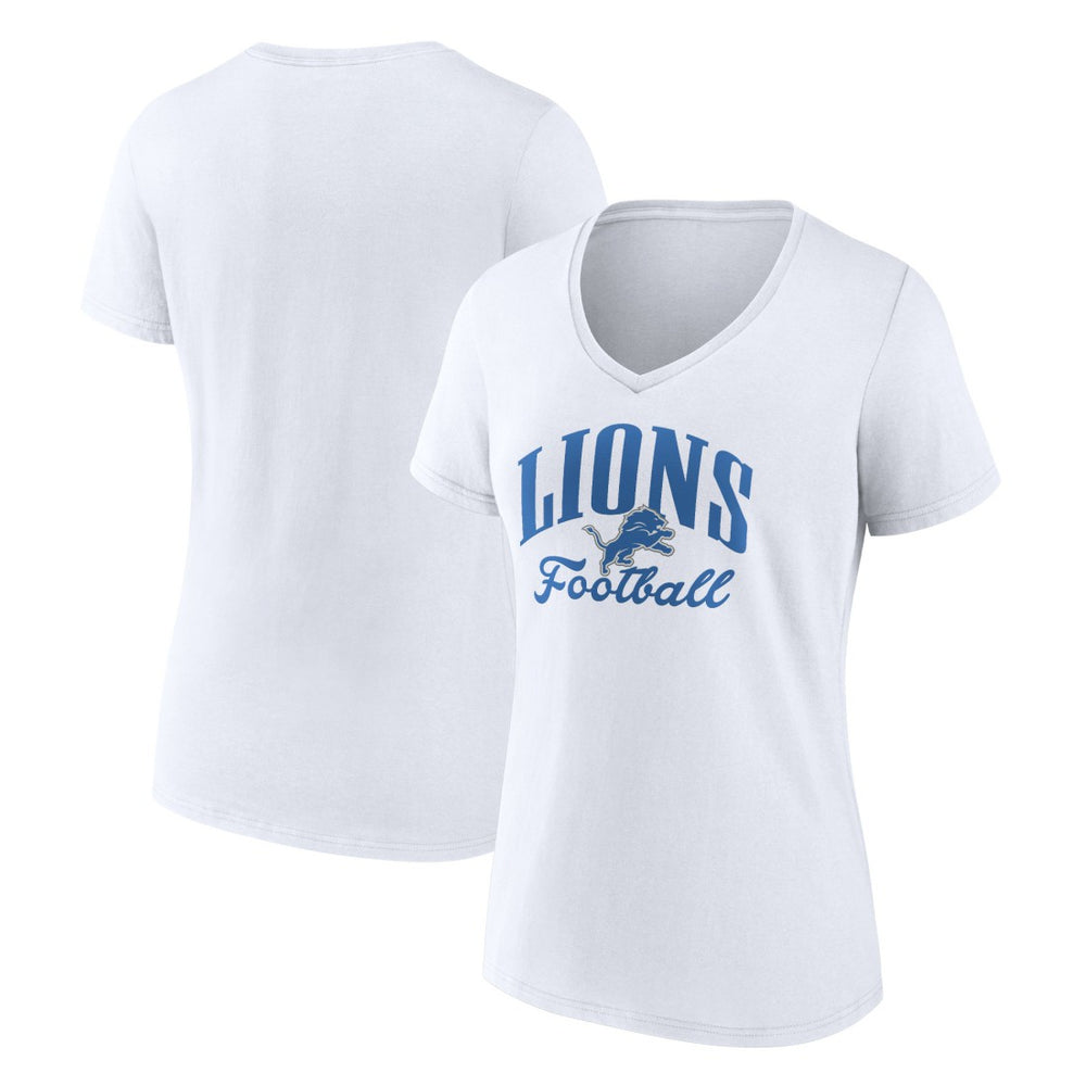 Detroit Lions Women's Victory Script V-Neck T-Shirt White