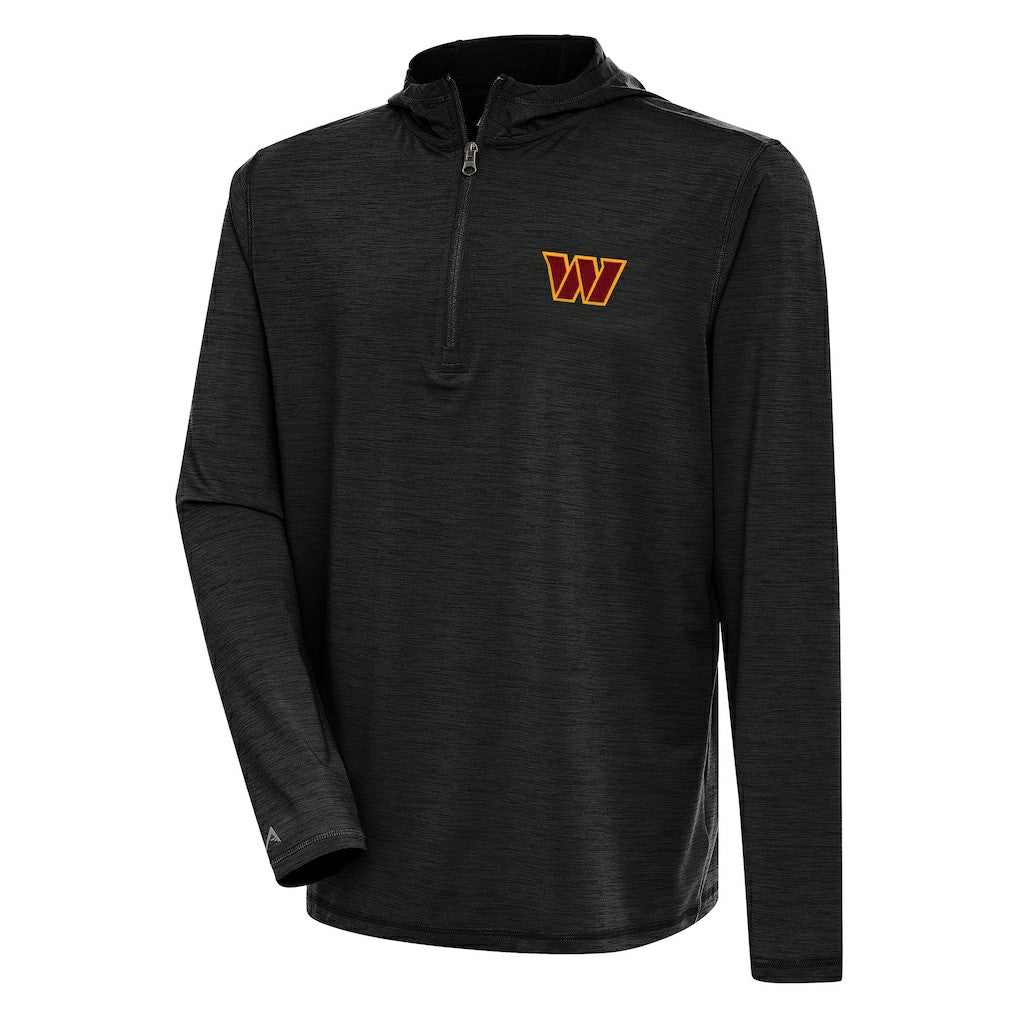 Washington Commanders Antigua Tidy Quarter-Zip Pullover Hoodie Heather Black
