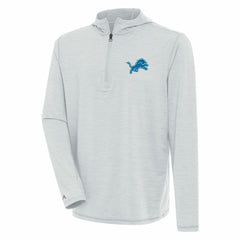 Detroit Lions Antigua Tidy Quarter-Zip Pullover Hoodie Heather Gray
