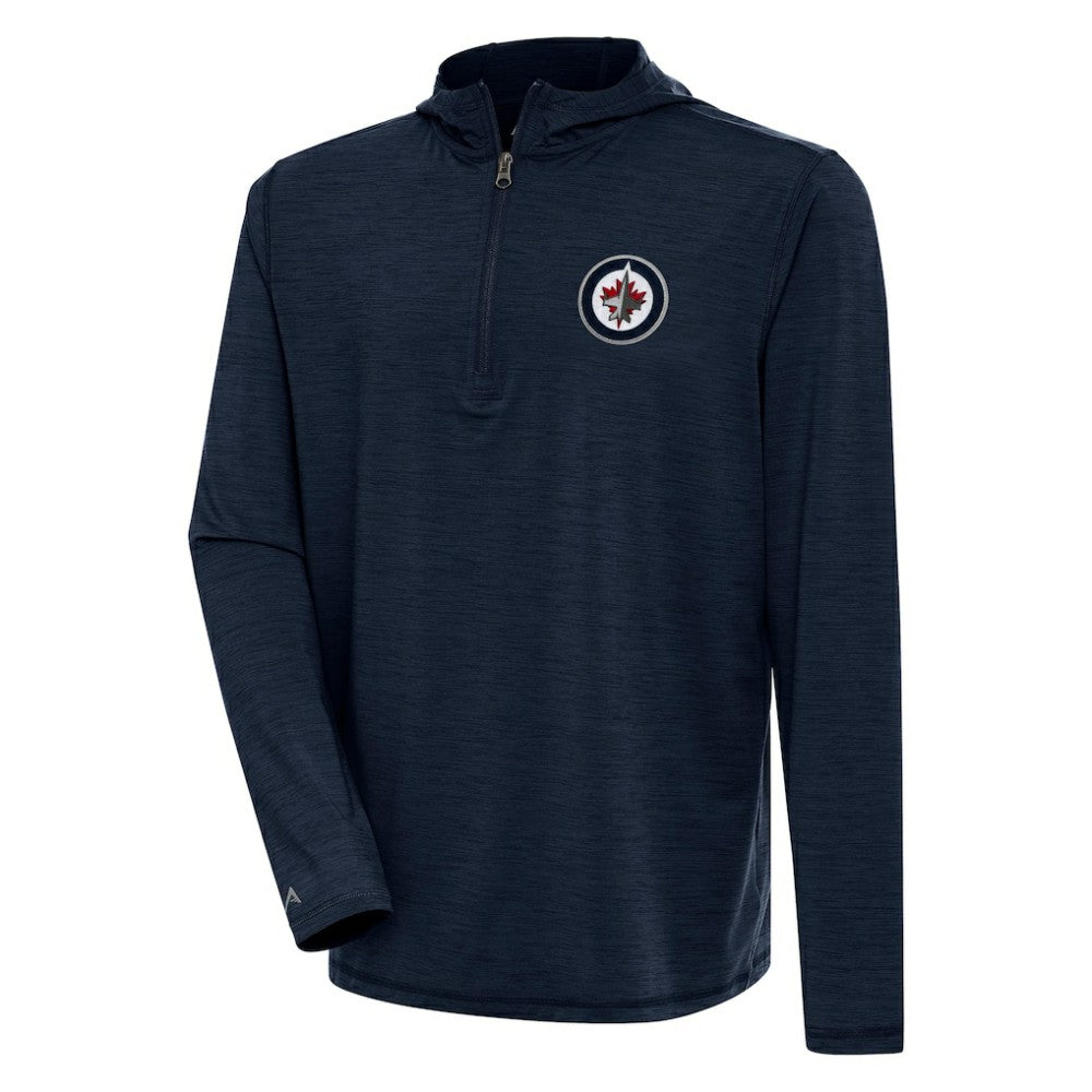 Winnipeg Jets Antigua Tidy Quarter-Zip Pullover Hoodie - Heather Navy - NHL 200939386