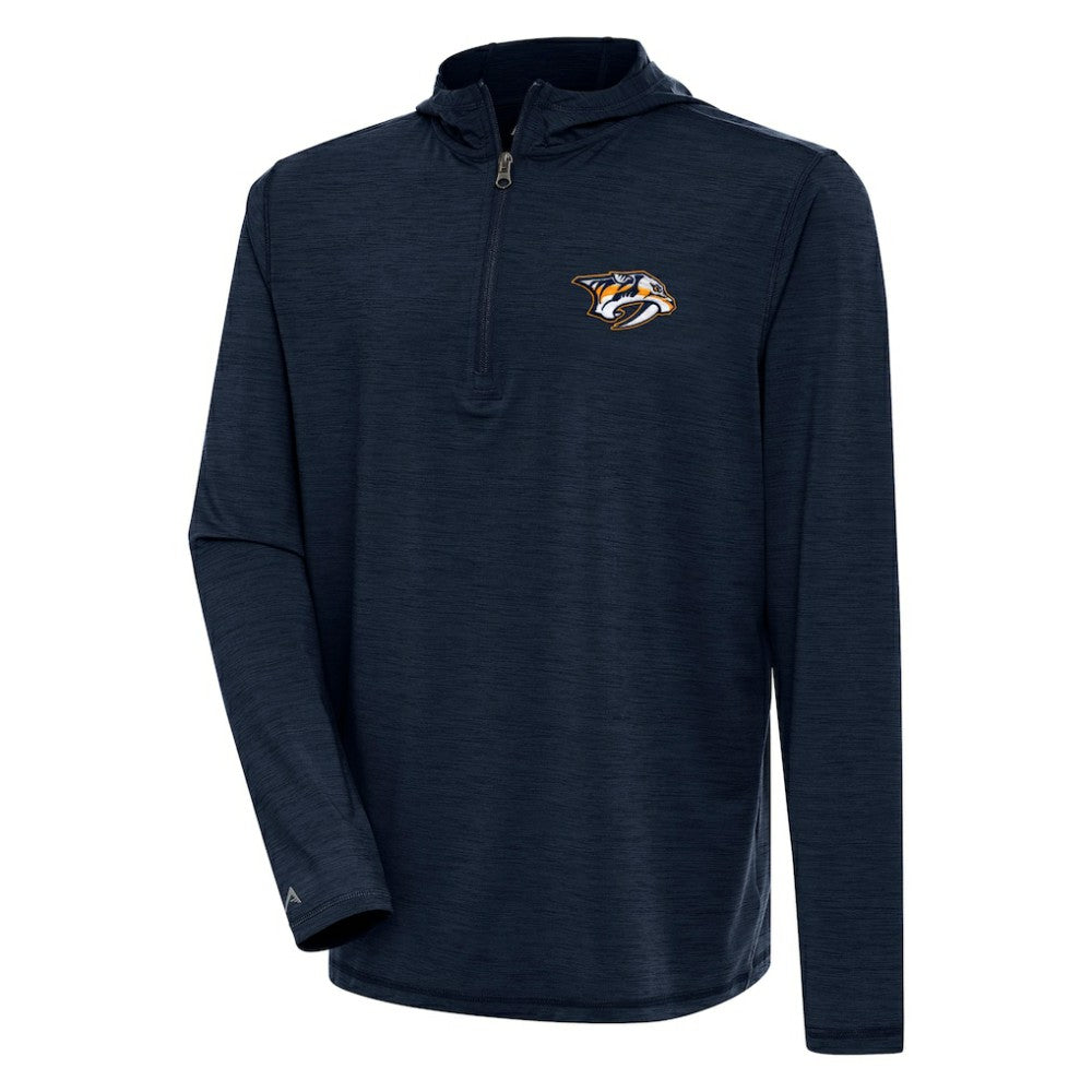 Nashville Predators Antigua Tidy Quarter-Zip Pullover Hoodie - Heather Navy - NHL 200939389