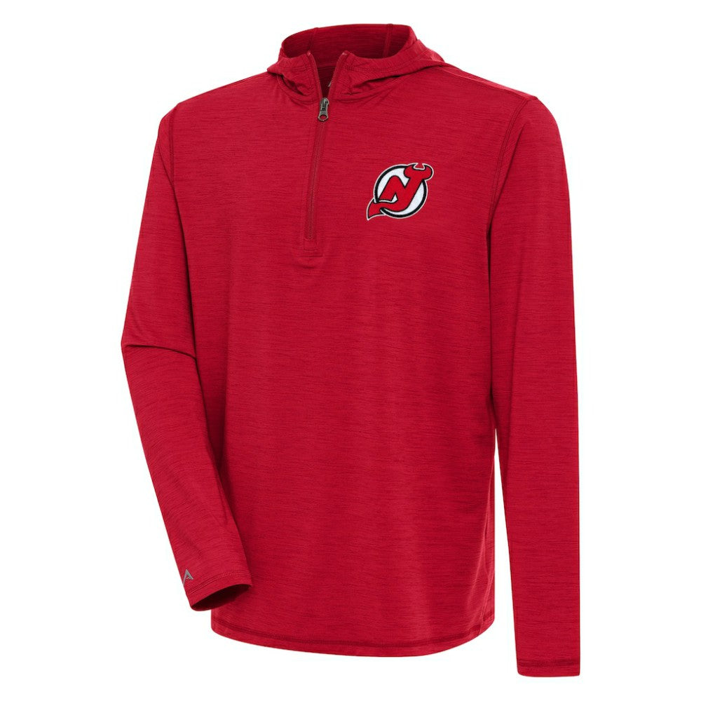 New Jersey Devils Antigua Tidy Quarter-Zip Pullover Hoodie - Heather Red - NHL 200939390
