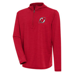 New Jersey Devils Antigua Tidy Quarter-Zip Pullover Hoodie - Heather Red - NHL 200939390