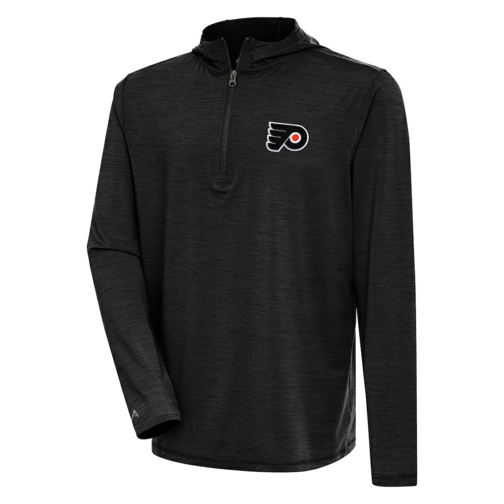 Philadelphia Flyers Antigua Tidy Quarter-Zip Pullover Hoodie - Heather Black - NHL 200939394