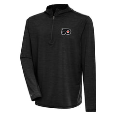 Philadelphia Flyers Antigua Tidy Quarter-Zip Pullover Hoodie - Heather Black - NHL 200939394