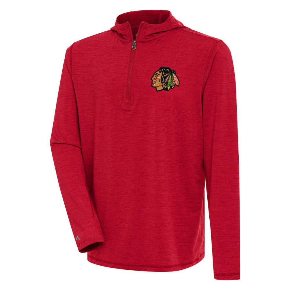 Chicago Blackhawks Antigua Tidy Quarter-Zip Pullover Hoodie - Heather Red - NHL 200939404