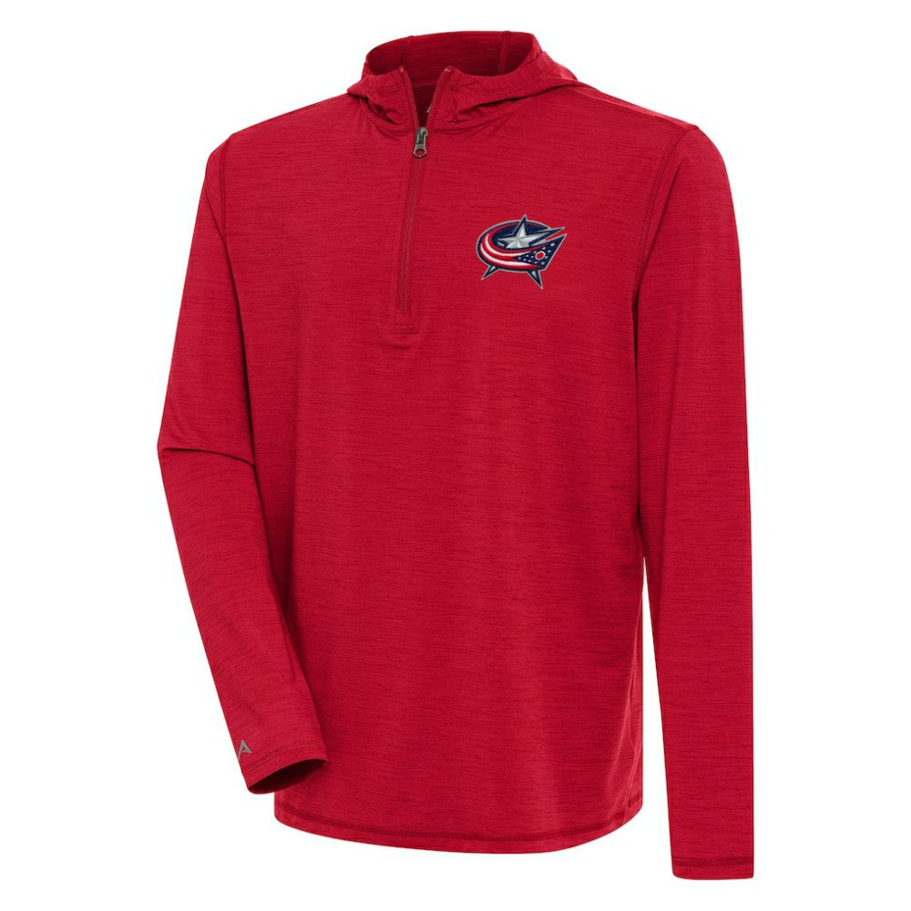 Columbus Blue Jackets Antigua Tidy Quarter-Zip Pullover Hoodie - Heather Red - NHL 200939411