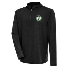 Boston Celtics Antigua Tidy Quarter-Zip Lightweight Pullover Top Heather Black