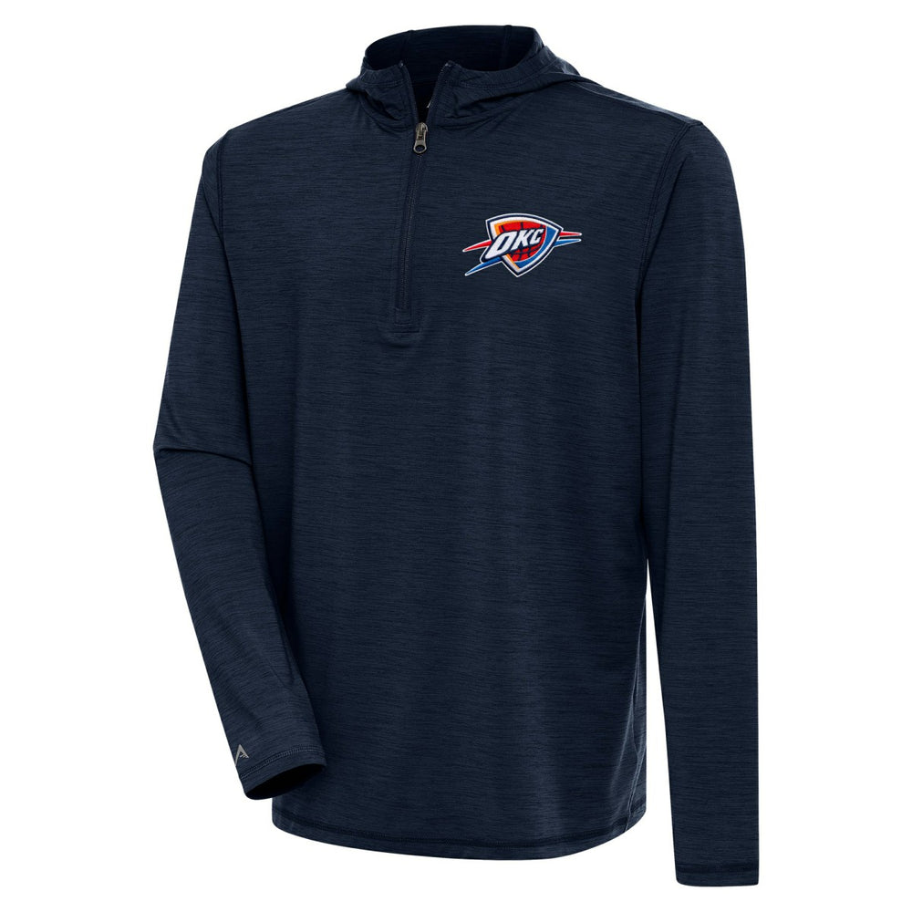 Oklahoma City Thunder Antigua Tidy Quarter-Zip Lightweight Pullover Top Heather Navy