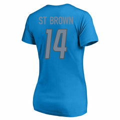 Fanatics Amon-Ra St. Brown Detroit Lions Women's Plus Size Name & Number V-Neck T-Shirt Blue