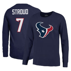 C.J. Stroud Houston Texans Majestic Threads Name & Number Long Sleeve T-Shirt – Navy