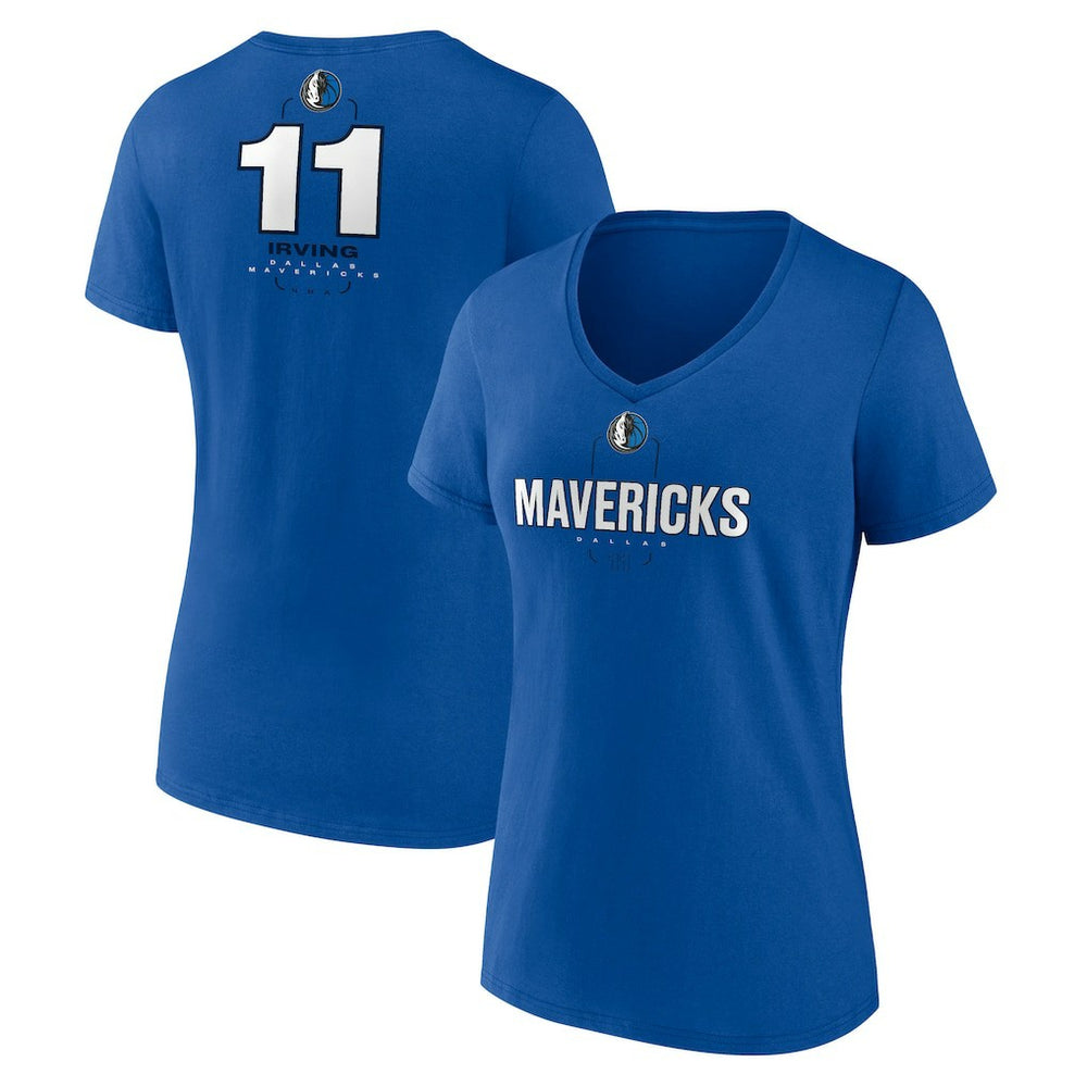 Kyrie Irving Dallas Mavericks Women's Behind The Back Name & Number V-Neck T-Shirt Blue