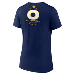Tyrese Haliburton Indiana Pacers Women's Behind The Back Name & Number V-Neck T-Shirt Navy