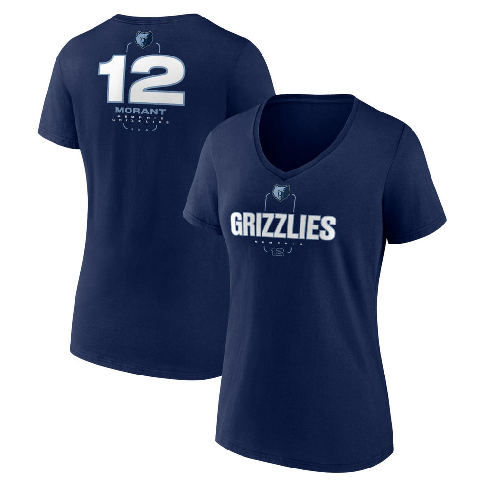 Ja Morant Memphis Grizzlies Women's Behind The Back Name & Number V-Neck T-Shirt Navy