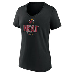 Bam Adebayo Miami Heat Women's Behind The Back Name & Number V-Neck T-Shirt Black