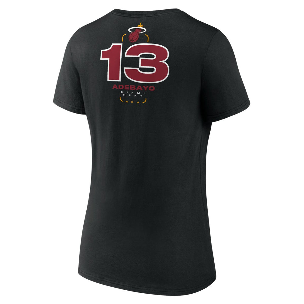 Bam Adebayo Miami Heat Women's Behind The Back Name & Number V-Neck T-Shirt Black