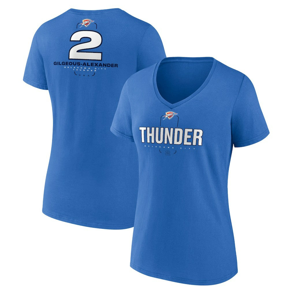Shai Gilgeous-Alexander Oklahoma City Thunder Women's Behind The Back Name & Number V-Neck T-Shirt Blue