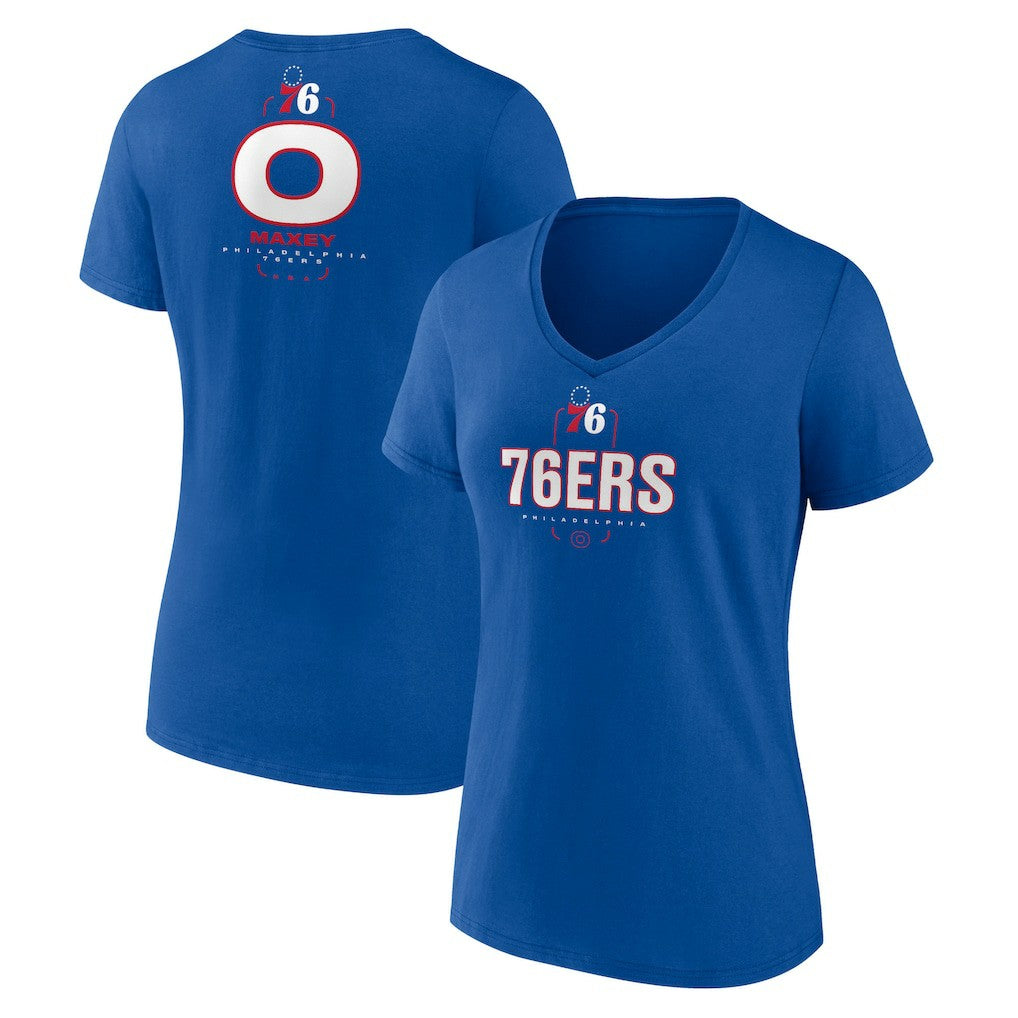 Tyrese Maxey Philadelphia 76ers Women's Behind The Back Name & Number V-Neck T-Shirt Royal